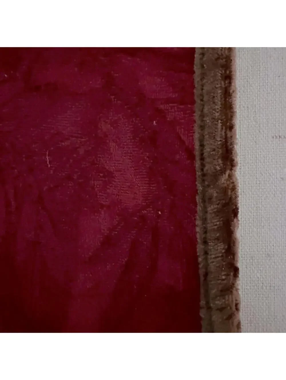 Vintage flocked velvet burgundy table runner with border with tassel